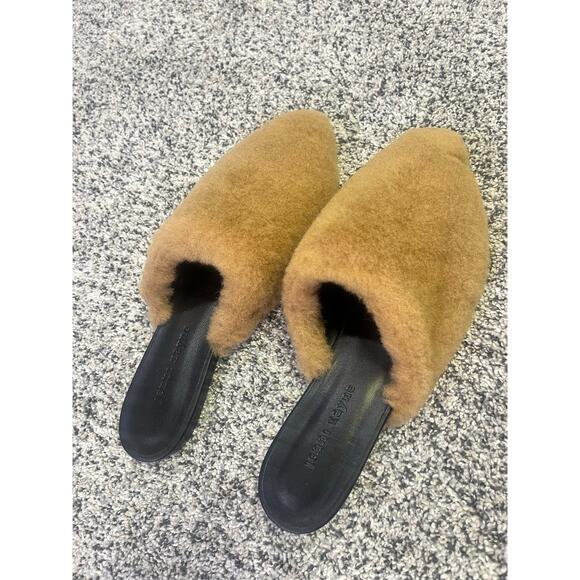 Jenni Kayne Shearling Mules Tan/Black Size 40 EU 9.5/10 NWOB Cozy Slip On Flats - Picture 3 of 8